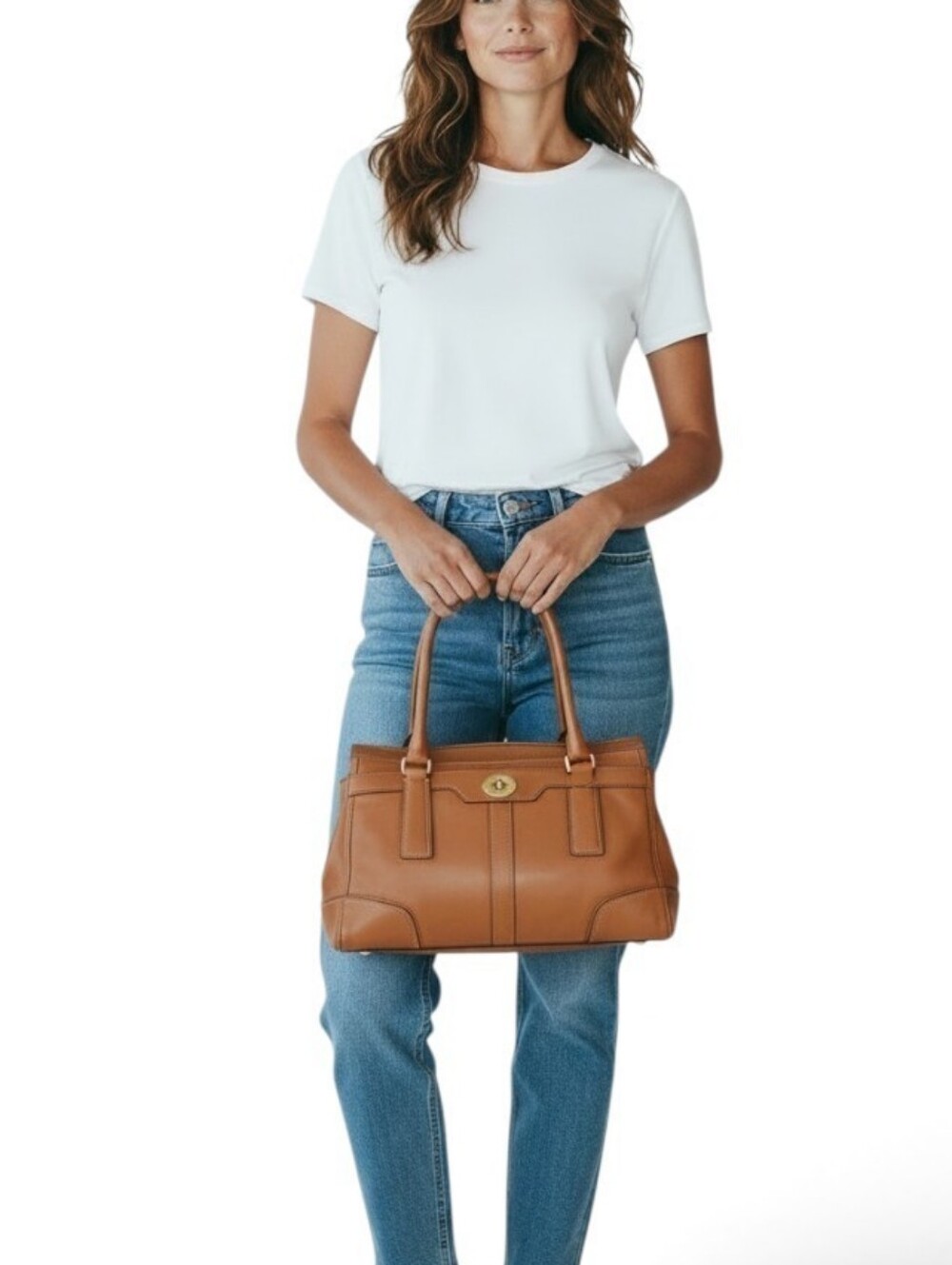 Coach Vintage Y2K Leather Zip Shoulder Bag W/ Brass Turnlock HW No. 11047